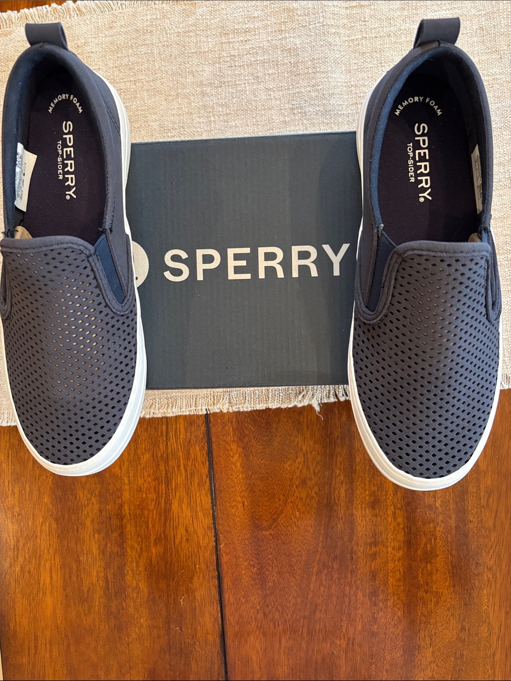 NWT Sperry Women’s Navy Perforated Slip-On Casual Shoes